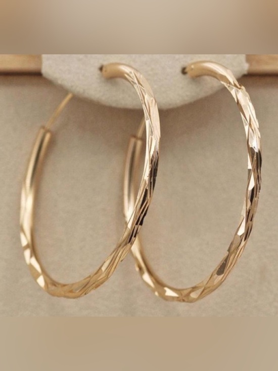 Jewelry - Textured Gold Hoop Earrings for Women - Refined Twisted Design